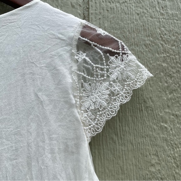 VIA SIGNORIA Top Womens S Ivory 100% Silk Lace Trim‎ Lined  Fairy Italy Made NEW - Picture 6 of 16